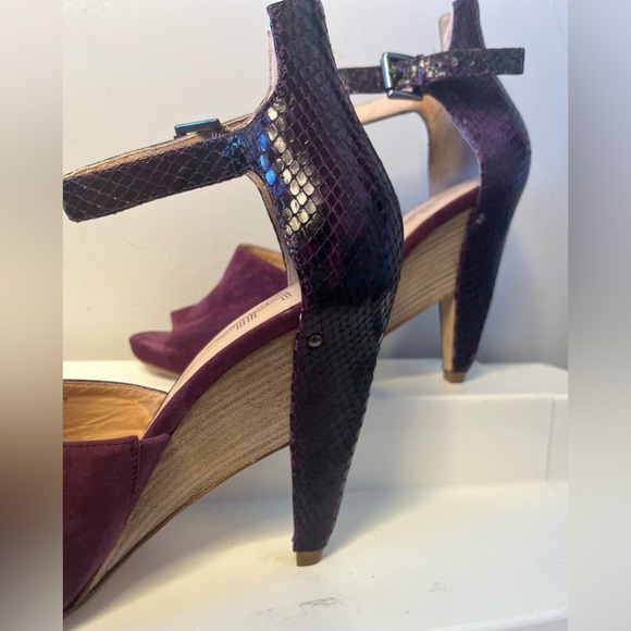 NWT Belle Sigerson Morrison Burgundy Suede Open Toed High Heels !! - Picture 9 of 13